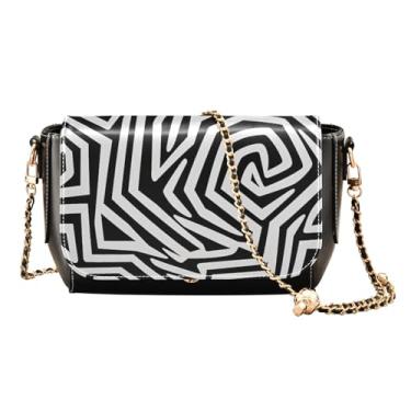 Imagem de Bolsa de ombro de couro transversal com estampa geométrica isolada em branco, bolsa de ombro feminina, bolsa transversal feminina média, Estampa geométrica isolada em branco-1, One Size