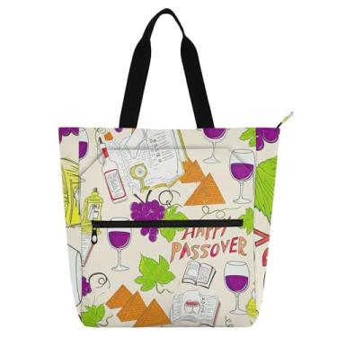 Imagem de Sacola feminina de lona para trabalho de páscoa vinho uva roxa para escola, praia, escola, bolsas fofas para crianças, presente para amantes de livros