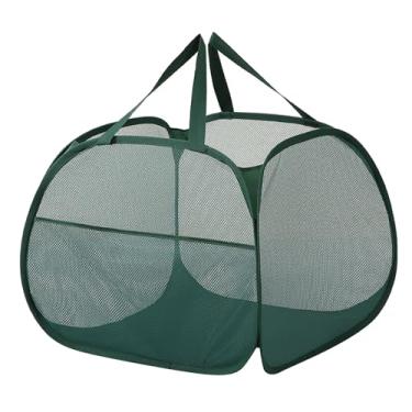 Imagem de Zopsc Cesto de Roupa Suja Dobrável de 90L, Cesto de Malha Respirável Com Alça e Bolso Lateral para Armazenamento de Roupas, Economia de Espaço, Adequado para Lavanderias, Dormitórios, (Verde)
