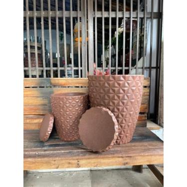 Imagem de Kit 2 Vasos Polietileno Coluna Berlian Gold 3D (Marrom)