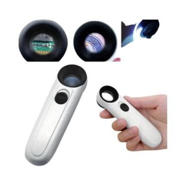 Imagem de Lupa portátil 40X com duas luzes LED Identificação Jóias Diamante Jade