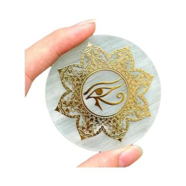 Imagem de Fatia De Cristal Natural Branco De Selenita 6cm Disco De Pedra De Gess