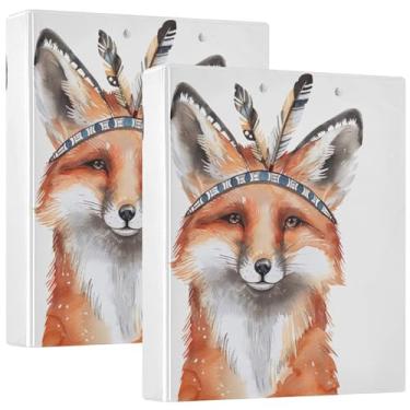 Imagem de Fichário personalizado com penas indianas de raposa em aquarela de 3,8 cm, 3 anéis, comporta 200 folhas, fichário fofo com estampa de anel redondo, 31,5 x 27 x 6 cm, 1 pacote