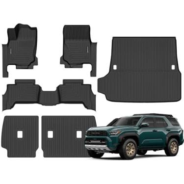 Imagem de Tapetes de chão para Toyota 4Runner 2026 2025 combustível 5 assentos (não para híbrido/EV) Tapete de porta-malas de atualização com tapete de encosto, forro de piso para todos os climas, adequado para