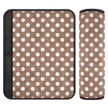 Imagem de Capa de cinto de segurança macia de bolinhas marrom branca, acolchoada com algodão, almofadas de ombro para mochila, almofadas de cinto de segurança para adultos