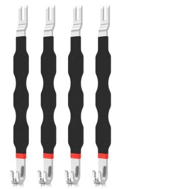 Imagem de BXUYAOXMC 4 peças de conector de terminal elétrico automotivo separador removedor plugue conector ferramenta de desconexão universal ferramenta elétrica para carro caminhão automóvel (preto)