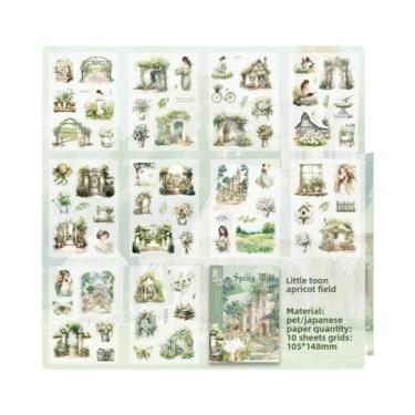 Imagem de Adesivos De Papel Washi Vintage PET, 10 Folhas, DIY, Scrapbooking, Dec