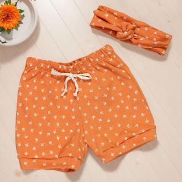Imagem de Kit Shorts com Faixinha Fashion Minimalista Floral Cobre - Era Uma Vez