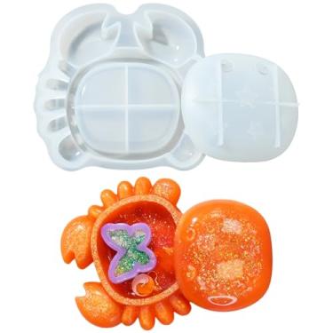 Imagem de UR URLIFEHALL 3 conjuntos de moldes de caixa de caranguejo oceano, animais, resina epóxi, para joias, artesanato, recipiente com tampa, suporte de vela faça você mesmo