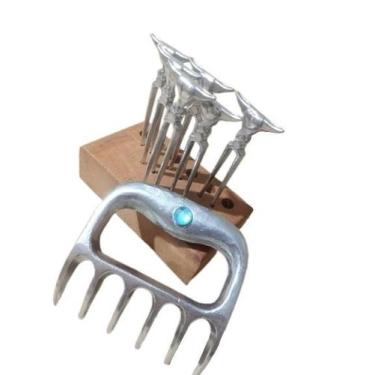 Imagem de Kit Churrasco 1 Garra De Urso Com 6 Garfinhos Petisco Alumínio Maciço 