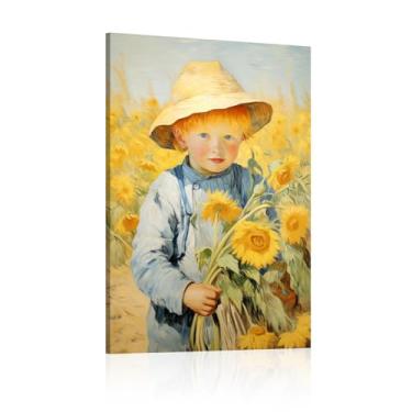 Imagem de Girassóis decoração de imagem floral arte de parede menino impressão de flores funciona para banheiro quarto decoração tela cenário mural - (50 x 70 cm) 20 x 28 polegadas sem moldura