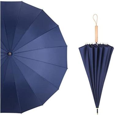 Imagem de Guarda-chuva À Prova De Vento, Guarda-chuvas De Golfe Grandes Resistentes Ao Vento Para Homens Adultos Mulheres Punho De Madeira Clássico Secagem Rápida Forte 16 Costelas Viagem 105 Cm, Guarda-chu