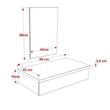 Imagem de Bancada Para Banheiro 80cm Com Cuba Q39 E Espelheira 801w Metrópole Comapace Preto Onix