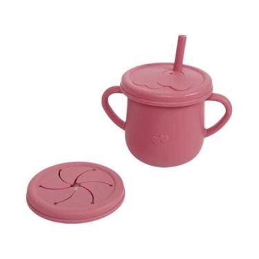 Imagem de Copo De Treinamento De Silicone Fofo Para Bebês Com Alças, Canudos E T