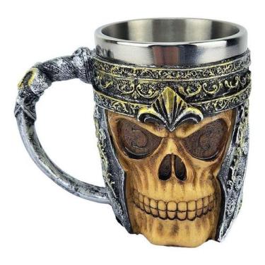 Imagem de Caneca Caveira Medieval Viking Gladiador Inox - Tenda Medieval