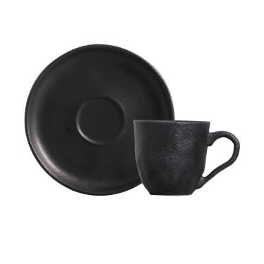 Imagem de Conjunto com 6 Xícaras de Café com Pires Bio Preto Matte 120ml