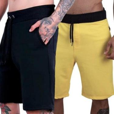 Imagem de Kit 2 Bermudas Moletom Calção Plus Size Liso Casual Academia-Masculino