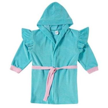 Imagem de Roupão Infantil Atoalhado com Capuz Turquesa Tip Top-Feminino