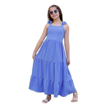 Imagem de Vestido Infantil e Juvenil Longo de Amarrar Duna - Rey Shop, Azul, Cla
