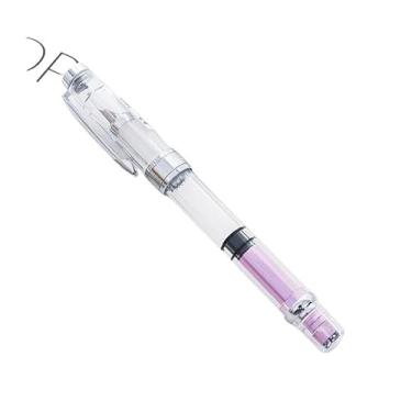Imagem de XMKT Caneta-tinteiro transparente moderna com clipe dourado ou prata canetas coloridas materiais escolares para estudantes artigos de papelaria (prata roxa transparente, ponta F 05 mm)