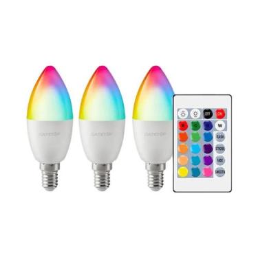 Imagem de Lâmpada LED RGB E14 6W Regulável Com Controle Remoto De 24 Teclas Para