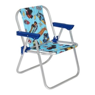 Imagem de Cadeira de Praia Infantil Hot Wheels Azul Bel Dobravel Aluminio 25202
