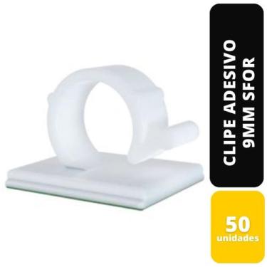 Imagem de Kit c/50 clipe adesivo 9mm branco sfor - SFORPLAST