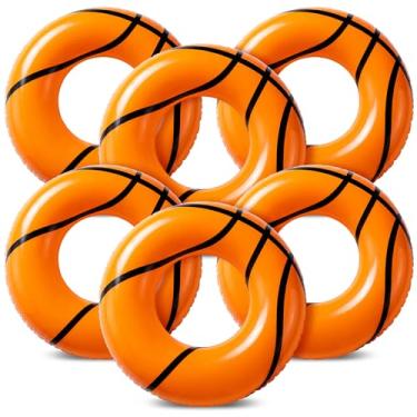 Imagem de Soulchen 4 Pack Inflatable Basketball Pool Floats Basketball Pool Rings Sports Ball Swim Tubes Floating Rafts Summer Water Toys for Adults Swimming Beach Party Lake Splashing Adventure Fun Gifts