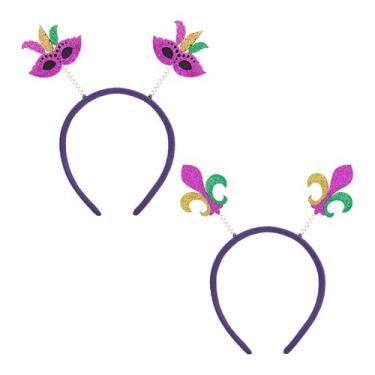 Imagem de ONENINEDREAM 2 peças de faixa de cabeça de carnaval para meninas, carnaval, roxa, máscara de carnaval, faixa de cabeça, enfeites de festa, decoração de desfile