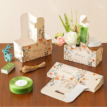 Imagem de Baffect Sacos de presente de agradecimento para 50 convidados, incluem 2 porta-bebidas com alça, etiquetas de agradecimento com cordão, fita larga de 2,5 cm, agradecimento para mulheres, negócios