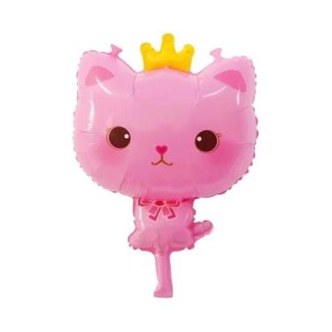 Imagem de Balão De Filme De Alumínio Com Tema De Gatos E Coroa De Desenho Animad