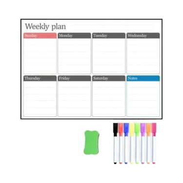 Imagem de Quadro Branco Magnético A3 Para Geladeira, Calendário Semanal E Mensal