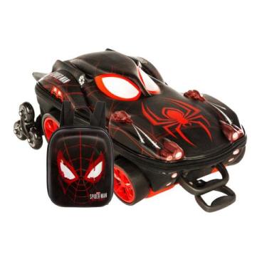 Imagem de Mochila Rodas Tripla Lancheira Homem Aranha Miles 3D Maxtoy - Diplomat
