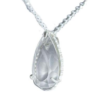 Imagem de Colar Gota Facetado Cristal com Zircônia Garra Prata 950 - CristaisdeC