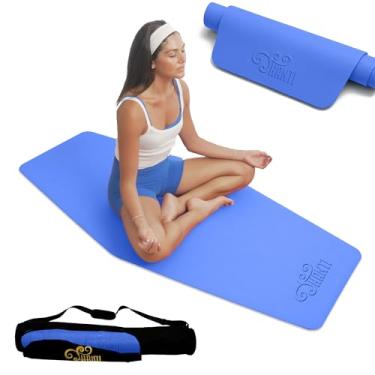 Imagem de Shanti Tapete de ioga Diamond Series 4 m com bolsa de nylon, qualidade premium, design prático, ioga, pilates, alongamento, meditação, exercício, prática em casa e mais (azul meia-noite)