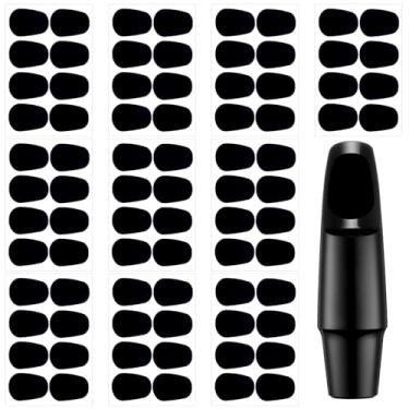 Imagem de Thinp 80 peças de almofada de bocal de saxofone e clarinete de 0,8 mm, almofadas ovais para saxofone tenor alto tenor, adesivos fortes para clarinete, adesivos para músicos iniciantes (preto)