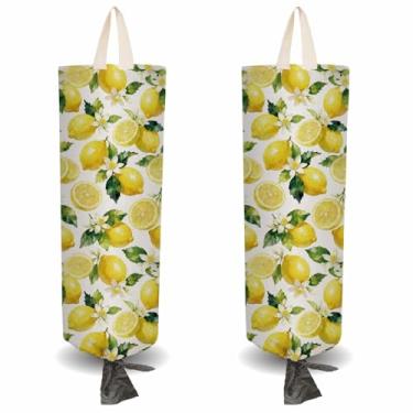 Imagem de CRASPIRE 2 peças de suporte de plástico limão com 4 peças de ganchos reutilizáveis para montagem na parede saco de armazenamento de compras resistente saco de lona impermeável lavável organizador