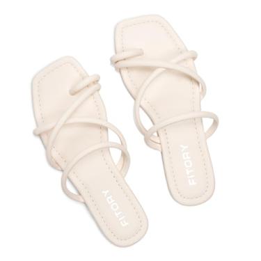 Imagem de FITORY Sandália feminina de dedo plano com alça cruzada para o verão, Orvalho, 40