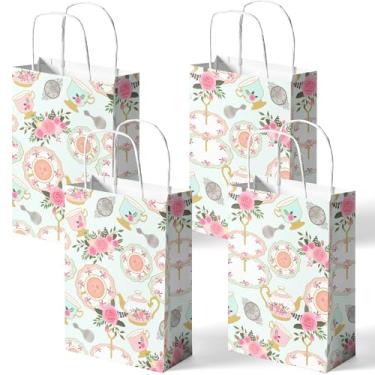 Imagem de Pacote com 24 sacos de lembrancinhas de chá para crianças – Sacos elegantes com alças, decorações de chá de aniversário, suprimentos de chá para meninas