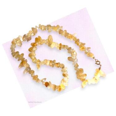 Imagem de Colar Pedra Natural Citrino Cascalho - Sucesso - EQUILIBRIO, Amarelo