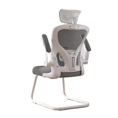 Imagem de Cadeira de escritório de malha respirável ajustável, mesa ergonômica com encosto alto com apoio de cabeça, com apoios de braços ajustáveis (branco)