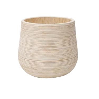 Imagem de KHUTRW3D Vaso de plantas com listras horizontais amarelas quentes, grande calibre, magnésio, argila, vaso de flores para ambientes internos e externos, jardim ou pátio interno e externo