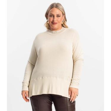 Imagem de Blusão Feminino Plus Size Secret Glam Bege-Feminino