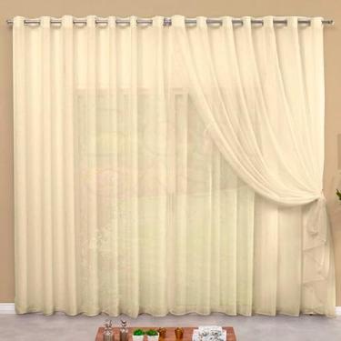 Imagem de Cortina Microfibra Com Voil Semi Blackout Janela Quarta e Sala Branco apartamento branca (Bege,2,80x1,70)