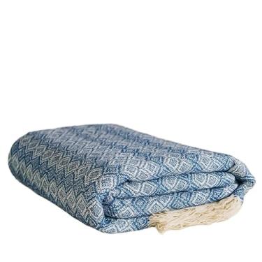 Imagem de Manta para Sofá Luxo King Gigante 3,0x1,8m Decorativa Premium Algodão Capa Protetora Grande Elegante(2,40mx1,80m tambaba AZUL BRANC)