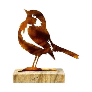 Imagem de Estátua De Pássaro De Metal Cor Ferrugem, Decoração Aconchegante Para 
