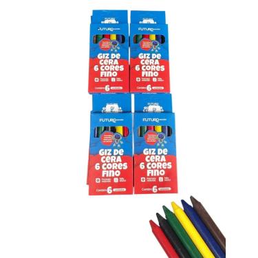 Imagem de 48 Caixas Giz De Cera C/6 Cores Fino Total 288 Giz Coloridos