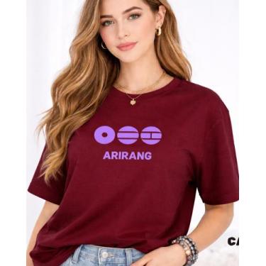 Imagem de Camiseta ARIRANG BTS World Tour 2026 Aesthetic Unissex, Vinho, BABYLOO