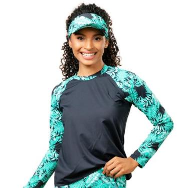 Imagem de Kit Blusa Feminina Uv Manga Longa + Viseira Proteção Solar Praia Pisci