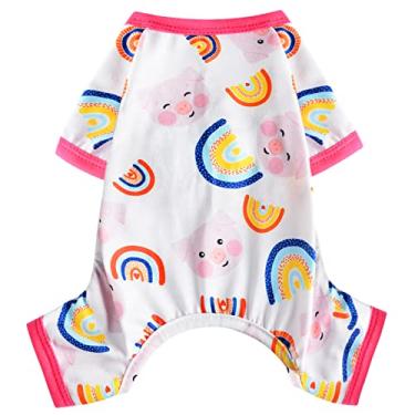 Imagem de Pijamas para cães pequenos meninas menino filhote pijamas pijamas pijamas 4 pernas roupas para cachorro para chihuahua yorkie macacão de verão roupas para cães de estimação homens e mulheres (XGG, porco arco-íris)